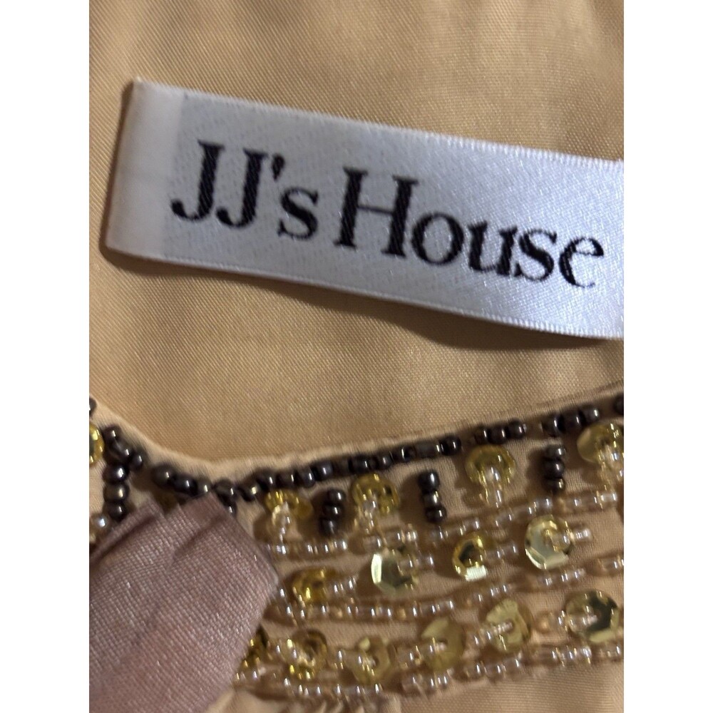 JJ's House Beaded Neckline Layered Gold Chiffon Formal Dress Blouse Fairy Boho - Picture 2 of 5